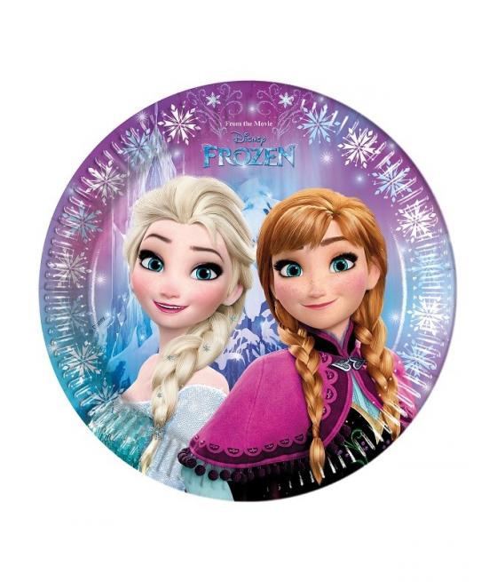  Assiettes en carton La Reine des Neiges FloconsÂ™ cm 