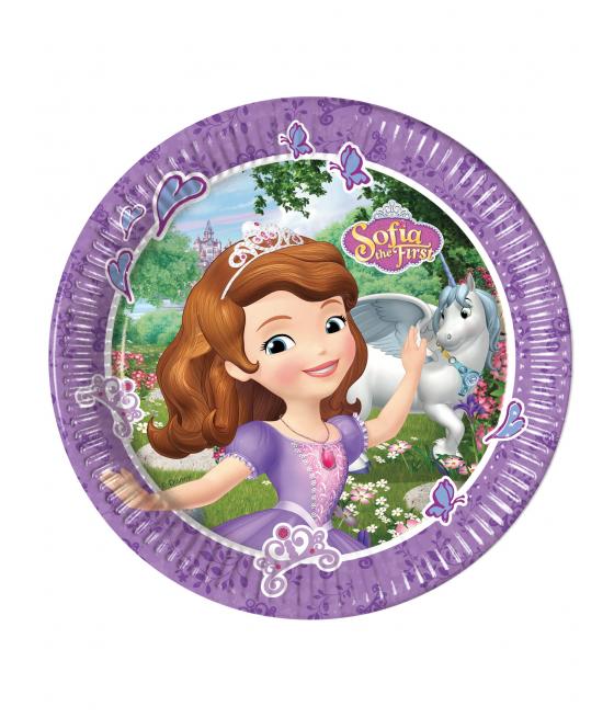  Assiettes en carton cm Princesse Sofia et la licorne 