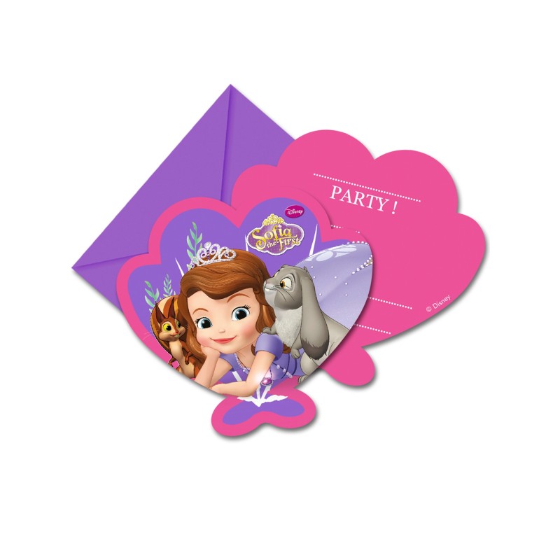  Cartes d invitation avec enveloppes Princesse Sofia 