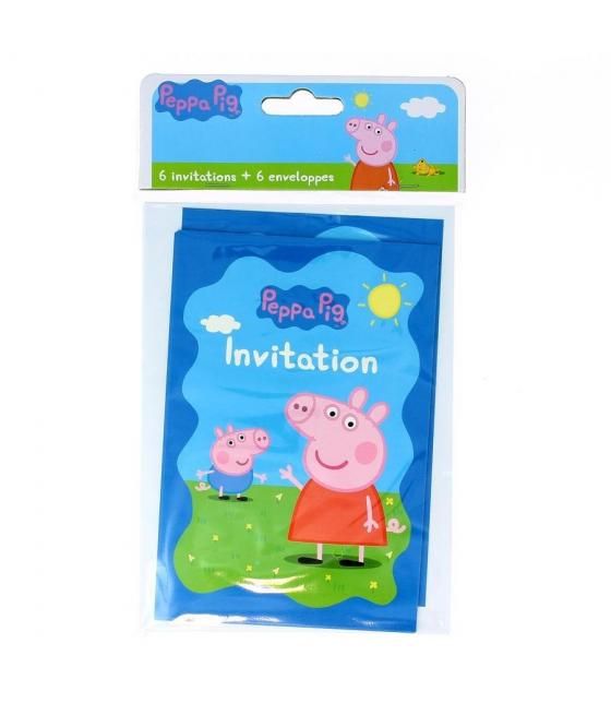 6 Cartes d'invitation Peppa Pig