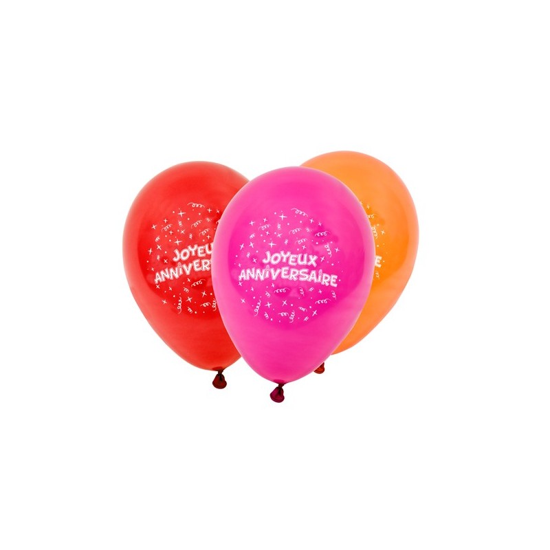 8 ballons joyeux Anniversaire Multi-color