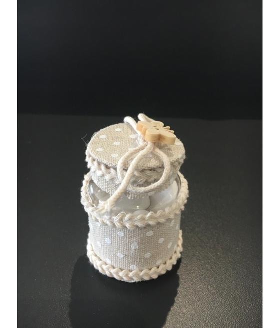 6 pots à dragées en tissus beige