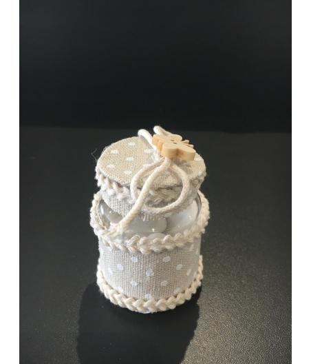 6 pots à dragées en tissus beige