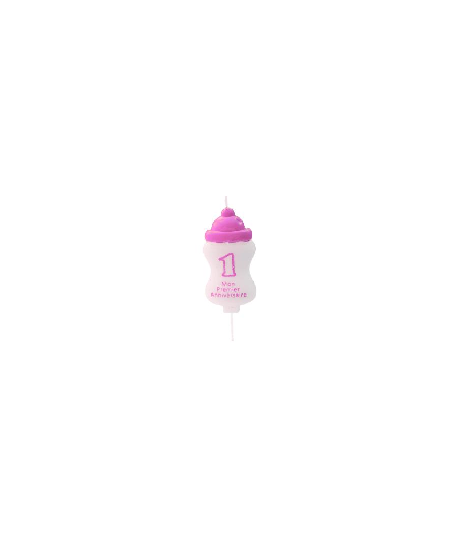 bougie mon 1er anniversaire - rose