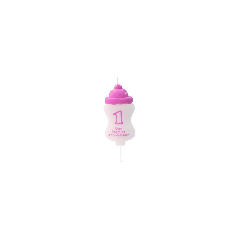 bougie mon 1er anniversaire - rose
