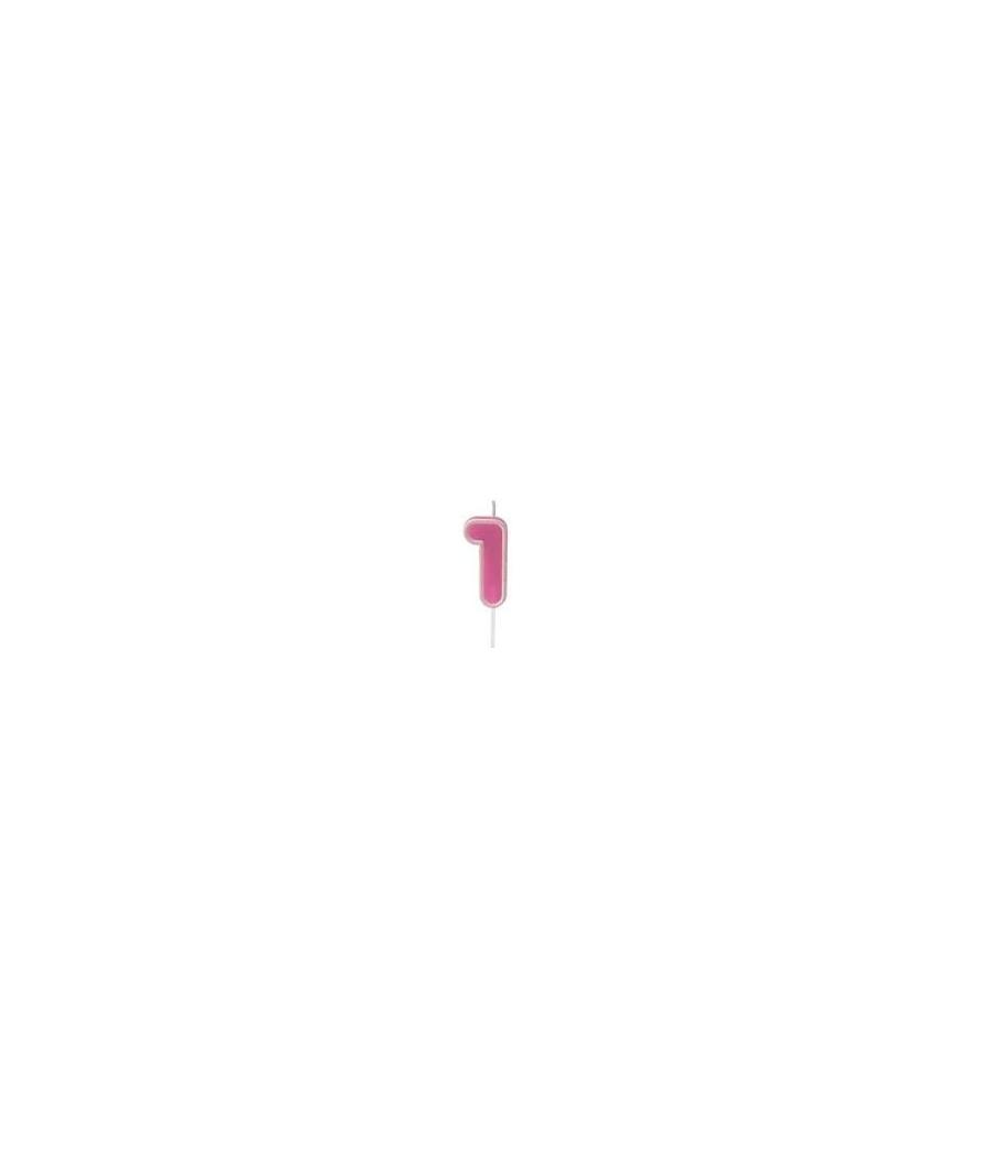 Bougie anniversaire rose sur pique 1 an