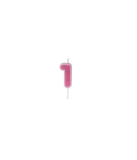Bougie anniversaire rose sur pique 1 an