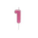 Bougie anniversaire rose sur pique 1 an