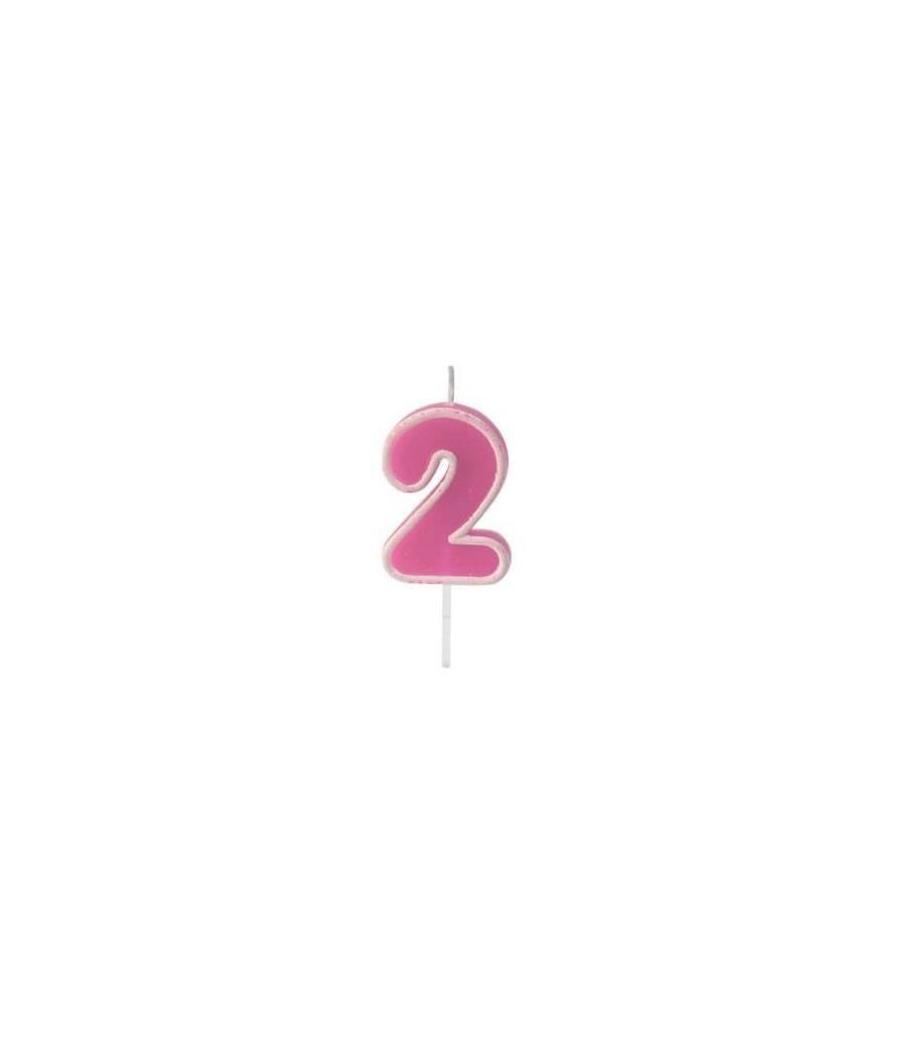 Bougie anniversaire rose sur pique 2 ans