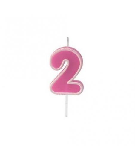 Bougie anniversaire rose sur pique 2 ans