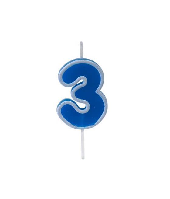 Bougie anniversaire bleu sur pique 3 ans