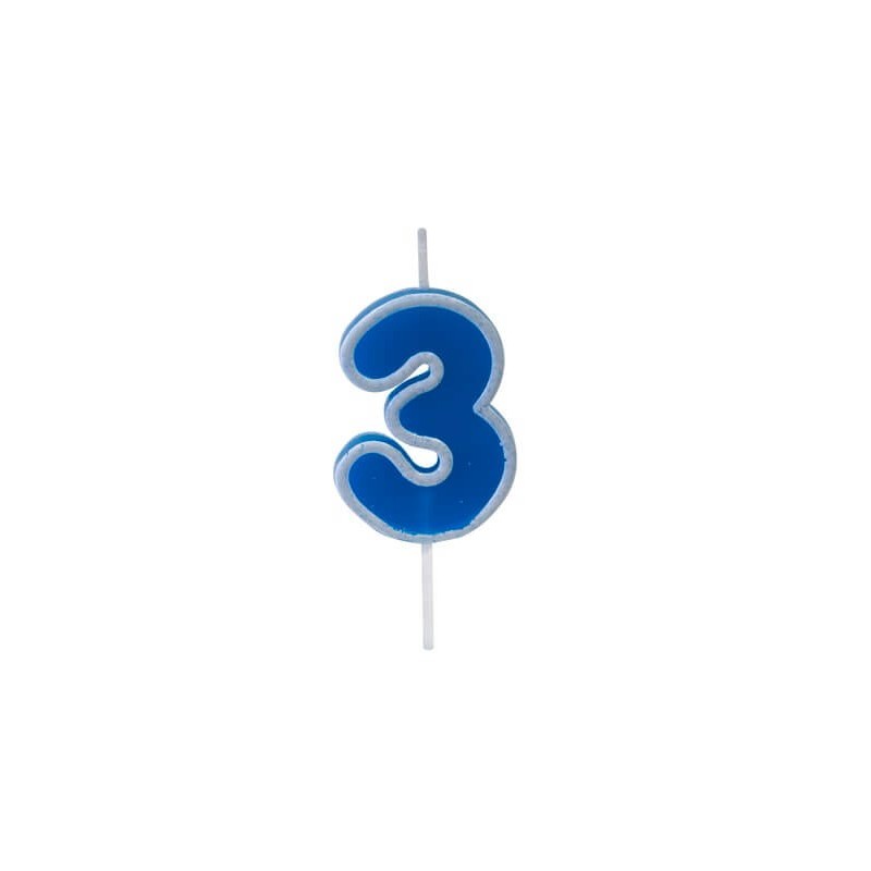 Bougie anniversaire bleu sur pique 3 ans