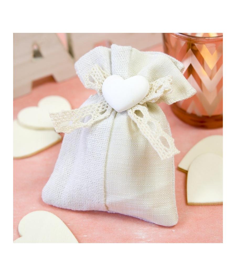 Sachet toile avec coeur (x 4)