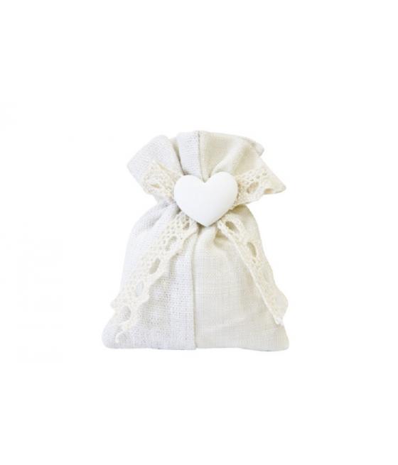 Sachet toile avec cœur (x 4)