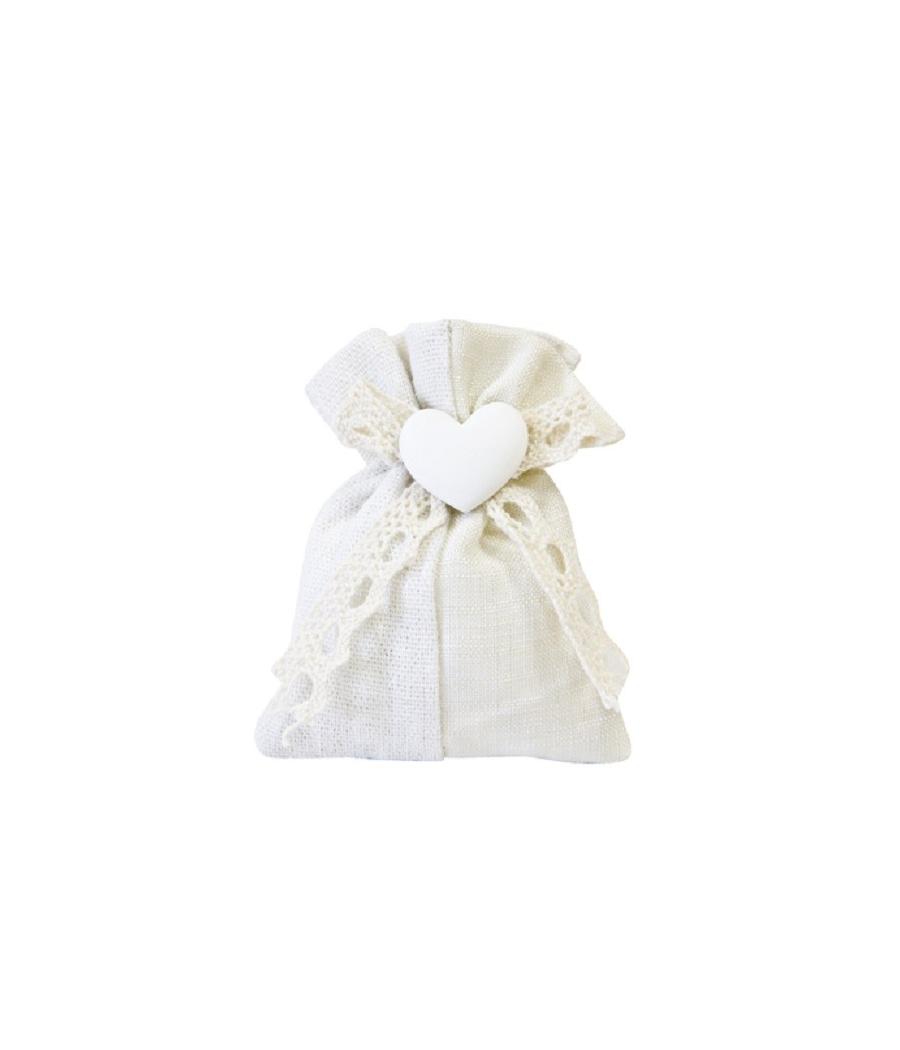 Sachet toile avec cœur (x 4)