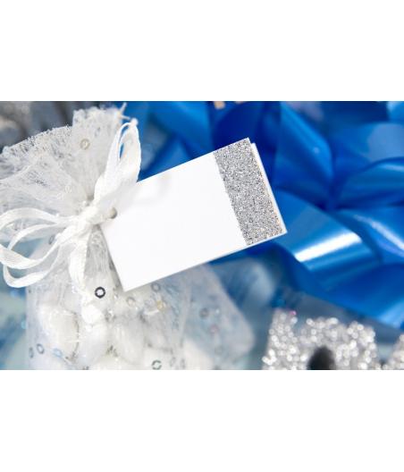etiquettes à paillettes argent