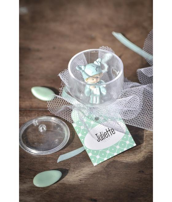 Marque place cérémonie enfant ruban menthe