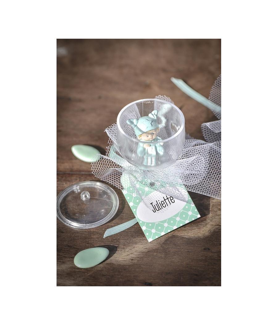 Marque place cérémonie enfant ruban menthe