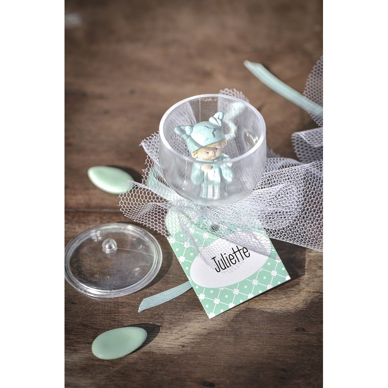 Marque place cérémonie enfant ruban menthe