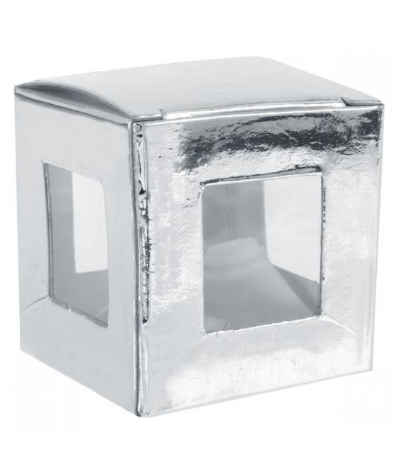 Boîte carrée métallisée Argent (Sachet de 6 pièces)