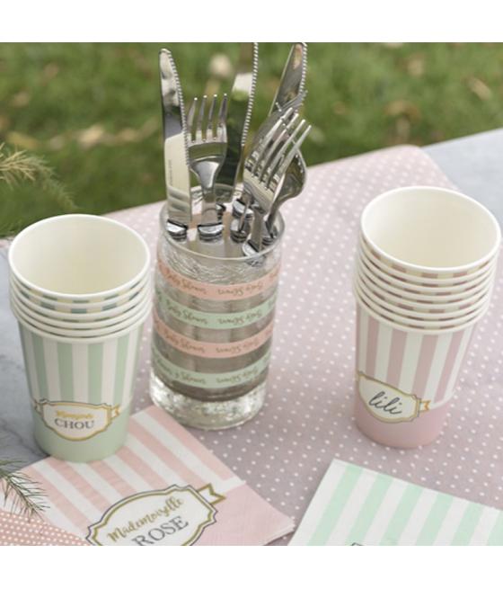 10 Gobelets baby shower rose