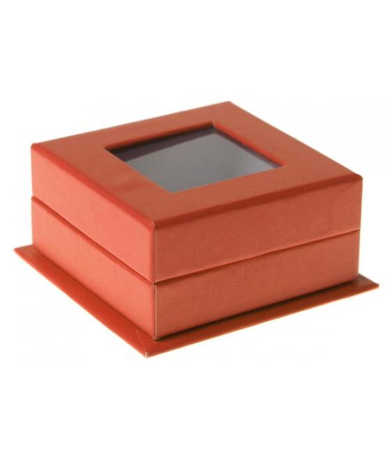 Boîte carrée à fenêtre orange (Sachet de 4 pièces)