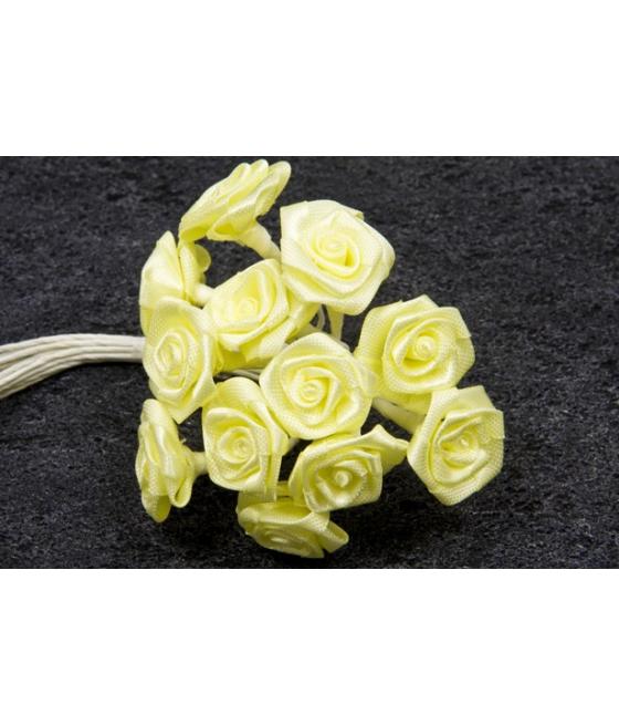 Mini-roses en satin Jaune vif