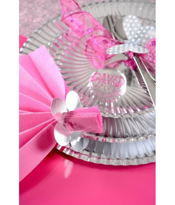 Marque-place fleur metallise Argent Sachet de  piees 