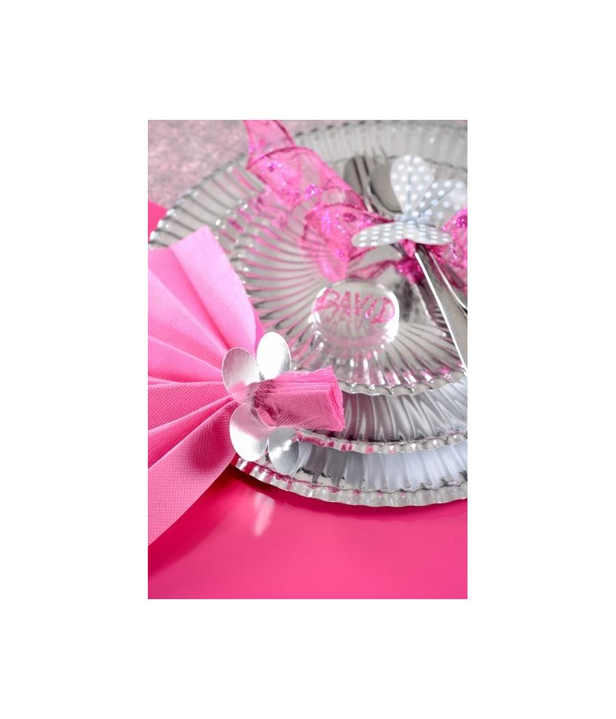 Marque-place fleur metallise Argent Sachet de  piees 