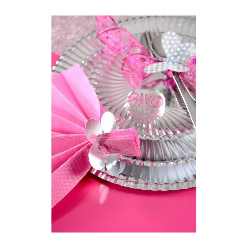 Marque-place fleur metallise Argent Sachet de  piees 