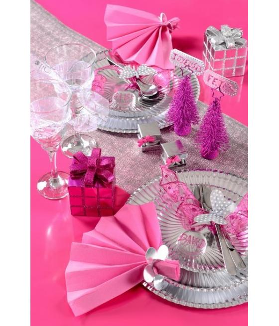 Marque-place fleur metallise Argent Sachet de  piees