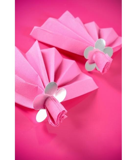 Marque-place fleur metallise Argent Sachet de  piees 