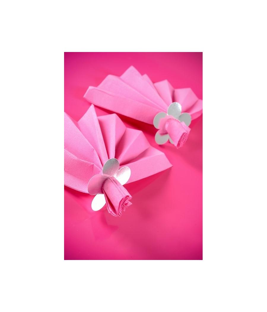 Marque-place fleur metallise Argent Sachet de  piees 