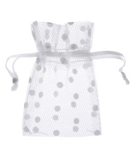 Sachet tulle pois blanc Blanc (Sachet de 6 pièces)