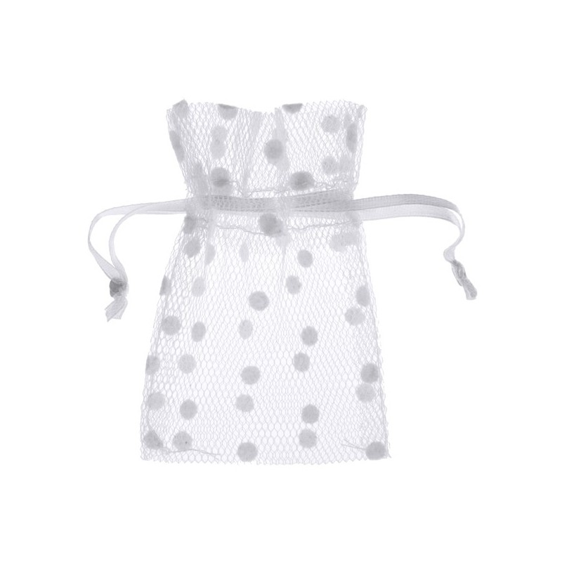 Sachet tulle pois blanc Blanc (Sachet de 6 pièces)