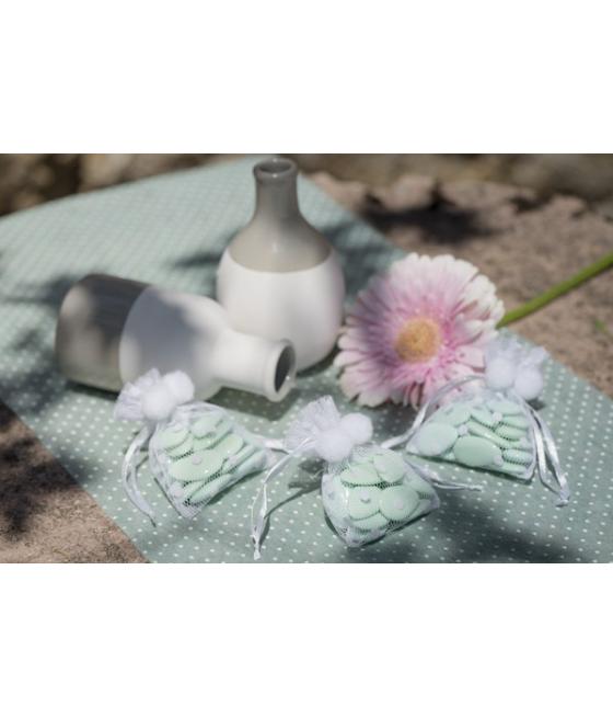 Sachet tulle pois blanc Blanc (Sachet de 6 pièces)