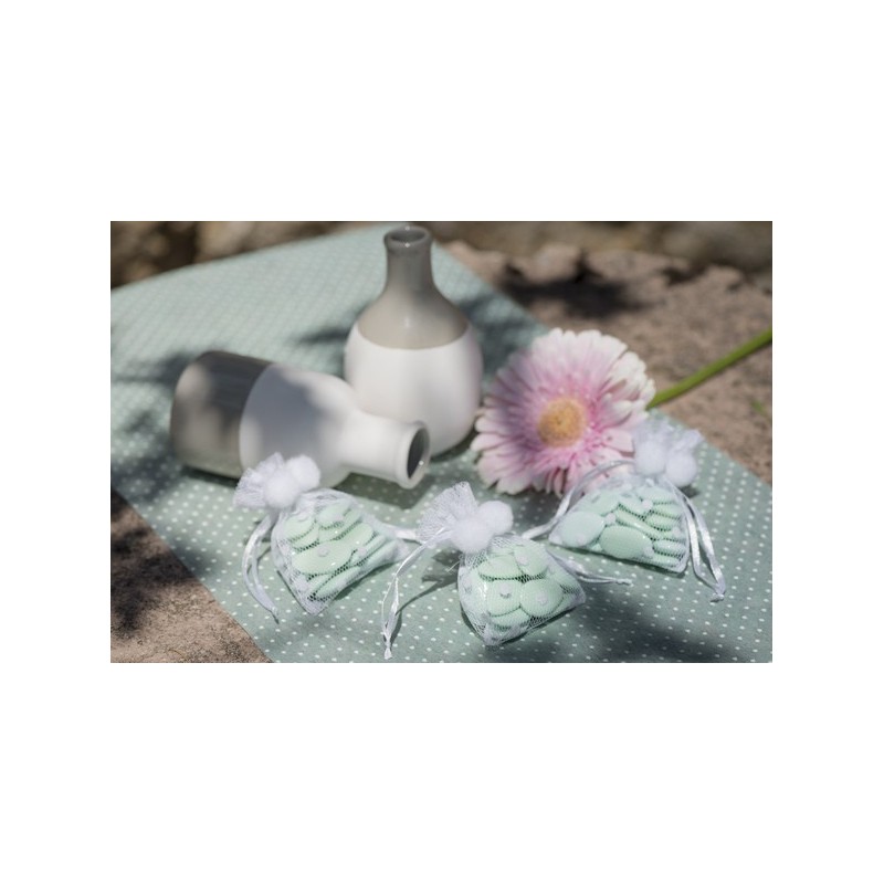 Sachet tulle pois blanc Blanc (Sachet de 6 pièces)