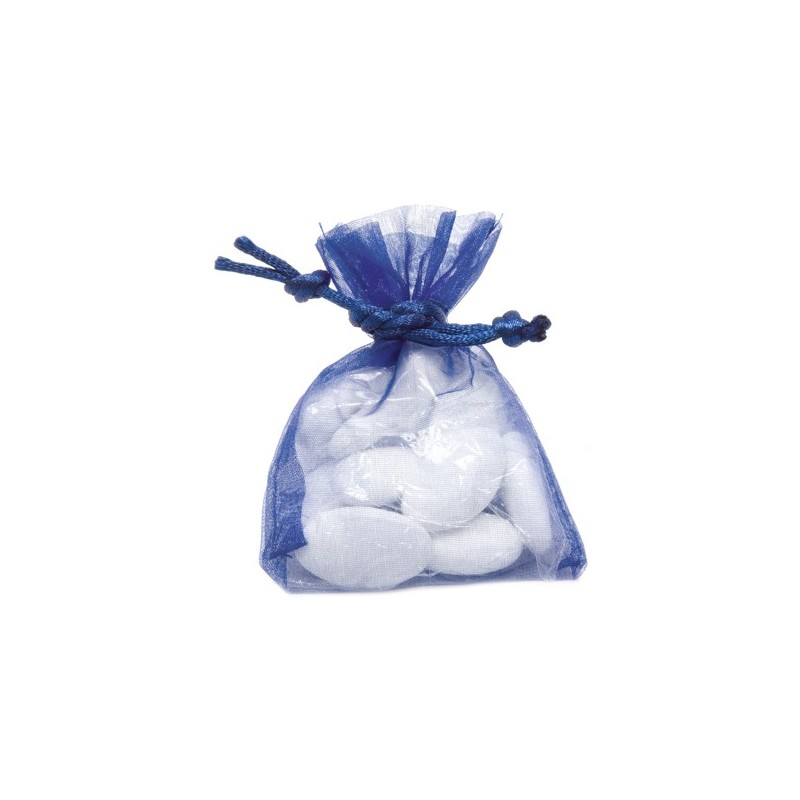 10 sacs organza bleu marine