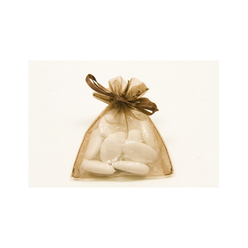 10 sachets organza Marron