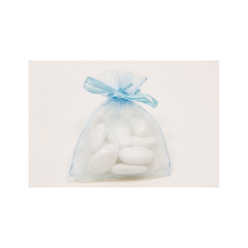10 sachets organza ciel