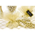 6 Ronds de tulle aspect métallisé festonne doré