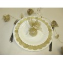  Ronds de tulle aspect metallise festonne dore 