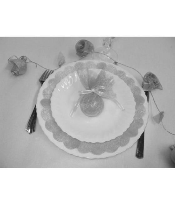 6 ronds de tulle aspect métallisé argent