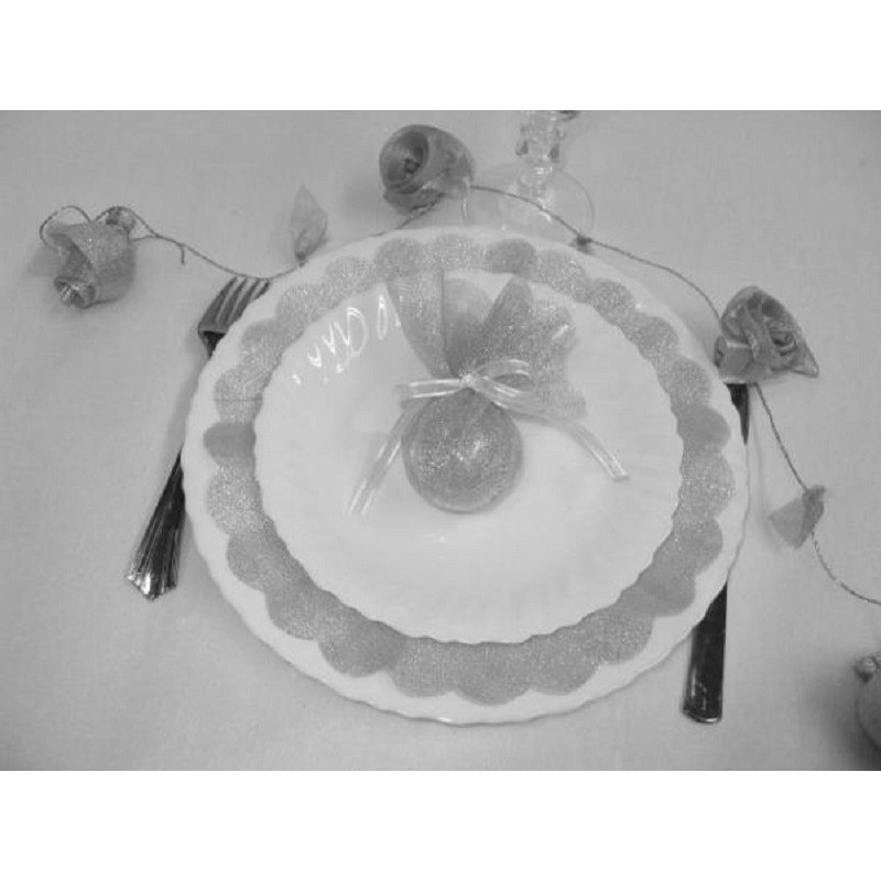6 ronds de tulle aspect métallisé argent