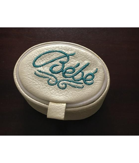 Boite ovale en cuir -bebe bleu 