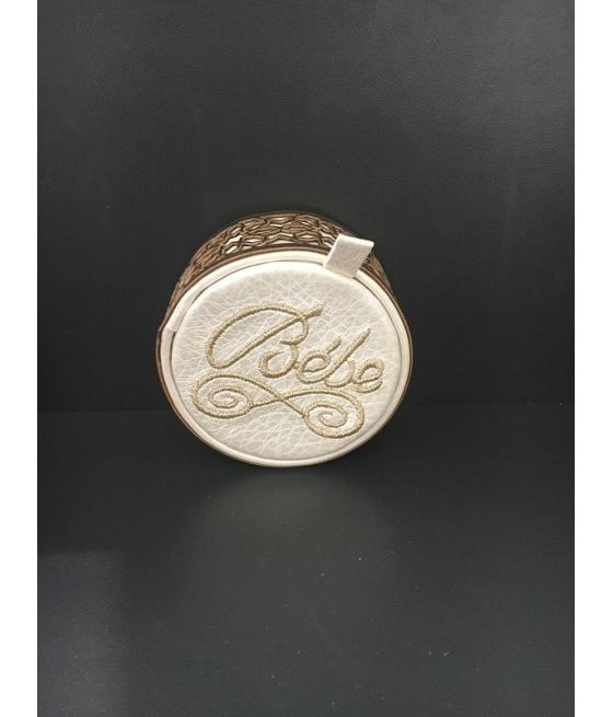 Boite Ã  dragees en cuir cerclage dore 