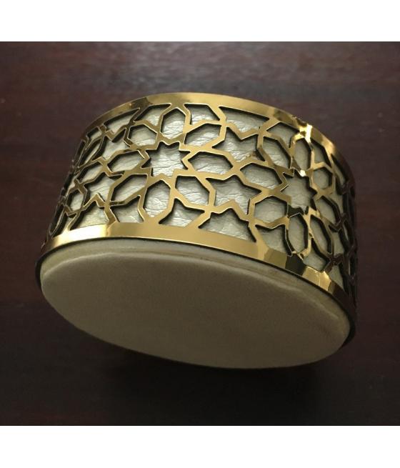 Boite Ã  dragees en cuir cerclage dore 