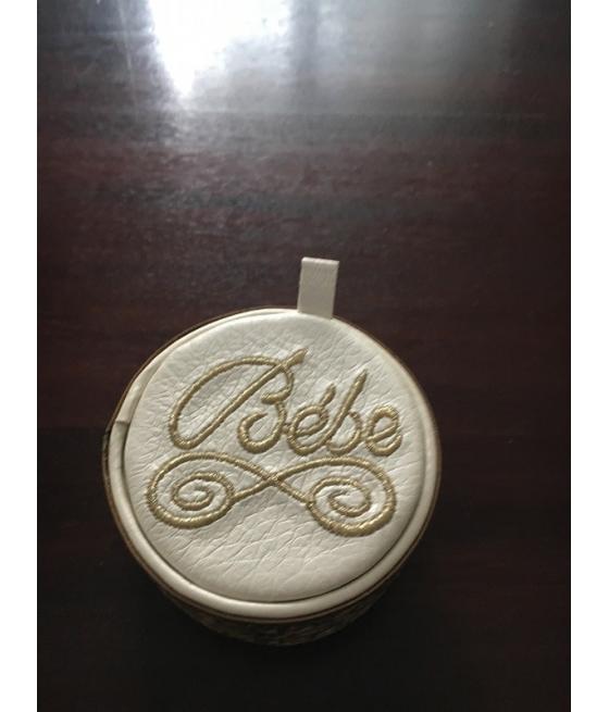 Boite Ã  dragees en cuir cerclage dore 