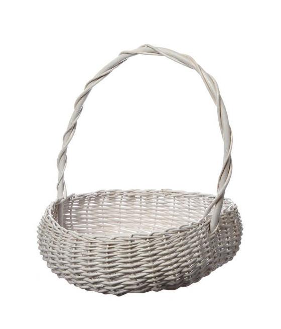 Panier en osier cœur blanc 30 cm