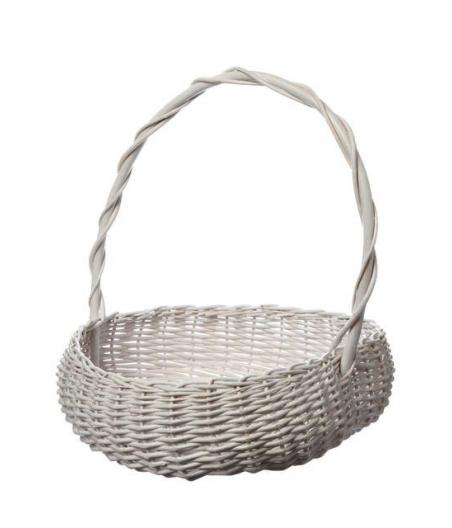 Panier en osier cœur blanc 30 cm